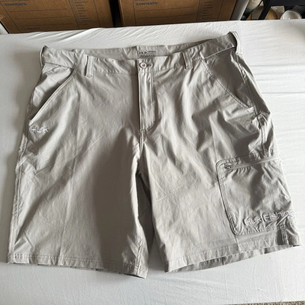 Huk‎ Next Level Shorts Gray Fishing Outdoor Cargo Nautical Performance Mens XXXL